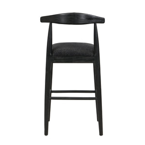 English Elm Christopher Knight Home® - BAR STOOL ladder-back farmhouse set of 2 with upholstered rubberwood seats, tapered legs, timeless charm Black N771P339893H