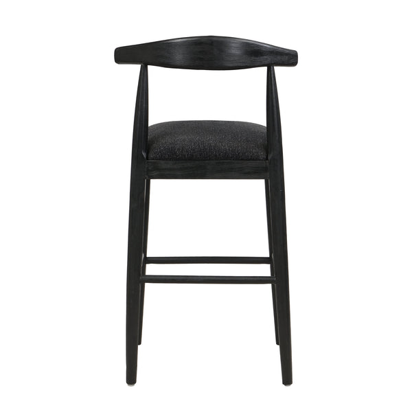 English Elm Christopher Knight Home® - BAR STOOL ladder-back farmhouse set of 2 with upholstered rubberwood seats, tapered legs, timeless charm Black N771P339893H