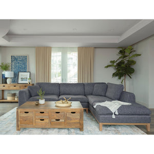 English Elm Harlan Mid-Century Grey L-Shape Sectional Sofa with Wooden Platform Base, Plush Upholstery & Pillows B062S01154