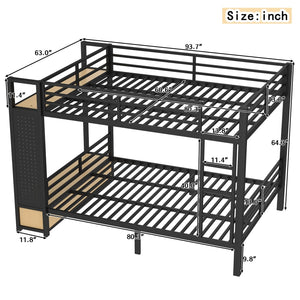 English Elm Queen Over Queen Metal Bunk Bed With Storage Shelves & Drawers - Stylish Space-Saving Solution For Teens W1580S00235-GIGA