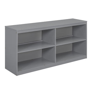 English Elm Full Size Kids Loft Bed Pinewood Frame Dual Study Desks Drawers and Open Shelving Gray LT000369AAE
