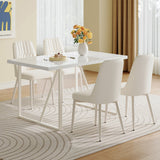 English Elm 55"X31.5" Cream-Style White Mdf Dining Table Set With 4 Armless Cream-Style Chairs.Mdf Tabletop and Metal Frame Legs.Adding A Warm and Gentle Atmosphere To Your Family.