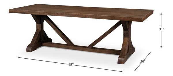 Sarreid Silas Dining Table - Elegant Walnut Finish With Mango Wood Accents For Stylish Dining Spaces Brown  53700