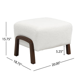 English Elm Christopher Knight Home® - Upholstered Ottoman With Wooden Legs In White Boucle - Modern, Versatile Accent For Any Room N757P303227W