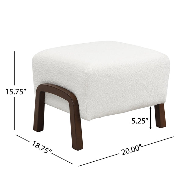 English Elm Christopher Knight Home® - Upholstered Ottoman Set Of 2: Chic White Boucle With Sturdy Wooden Legs For Modern Home Décor N757P303228W