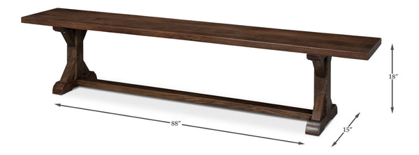 Sarreid Silas Bench - Elegant Walnut Finish With Mango Accents For Modern Home Décor And Versatile Seating Brown  53701