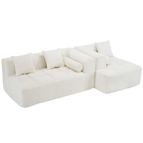 English Elm 101.2" Modular Sectional Sofa Deep Cushioned Beige Curved Couch for Living Room N719P257500A