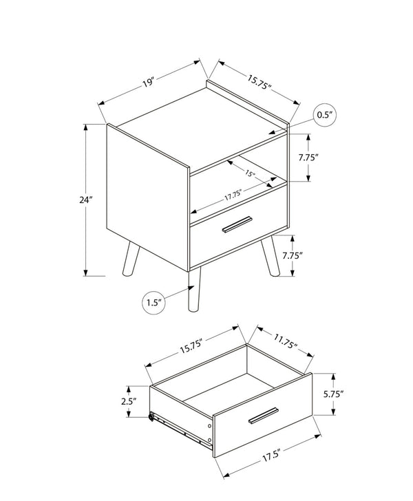 English Elm Accent Side Table Rustic Grey Laminate Compact Storage Cabinet Transitional Bedroom Grey B2710P461707