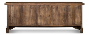 Sarreid Gentry Sideboard - Unique Carved Doors, Elegant Mango Wood, Beautiful Walnut Finish For Any Space Brown  53702