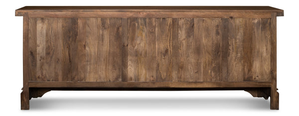 Sarreid Gentry Sideboard - Unique Carved Doors, Elegant Mango Wood, Beautiful Walnut Finish For Any Space Brown  53702