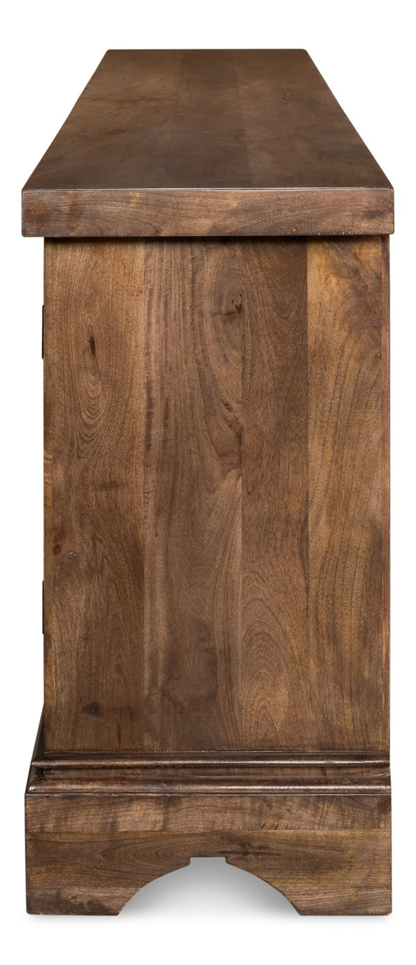 Sarreid Gentry Sideboard - Unique Carved Doors, Elegant Mango Wood, Beautiful Walnut Finish For Any Space Brown  53702