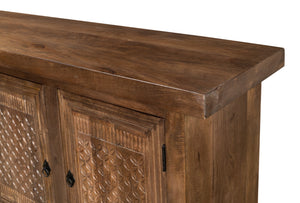 Sarreid Gentry Sideboard - Unique Carved Doors, Elegant Mango Wood, Beautiful Walnut Finish For Any Space Brown  53702