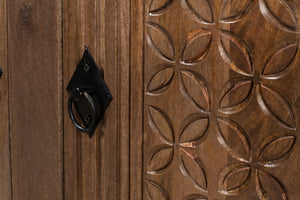 Sarreid Gentry Sideboard - Unique Carved Doors, Elegant Mango Wood, Beautiful Walnut Finish For Any Space Brown  53702