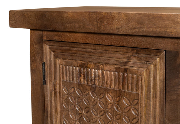 Sarreid Gentry Sideboard - Unique Carved Doors, Elegant Mango Wood, Beautiful Walnut Finish For Any Space Brown  53702