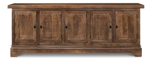 Sarreid Gentry Sideboard - Unique Carved Doors, Elegant Mango Wood, Beautiful Walnut Finish For Any Space Brown  53702