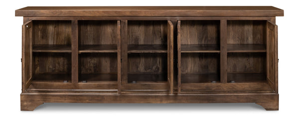 Sarreid Gentry Sideboard - Unique Carved Doors, Elegant Mango Wood, Beautiful Walnut Finish For Any Space Brown  53702