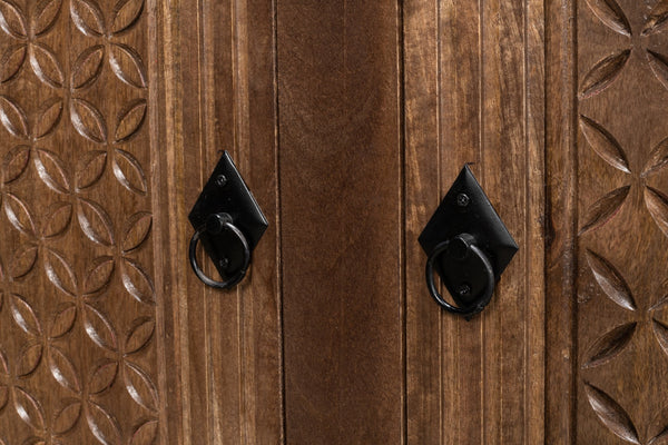 Sarreid Gentry Sideboard - Unique Carved Doors, Elegant Mango Wood, Beautiful Walnut Finish For Any Space Brown  53702