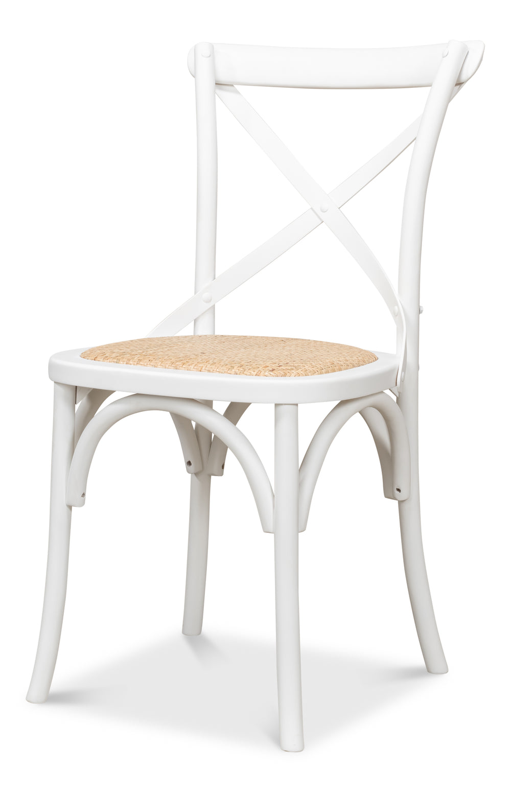 Sarreid Tuileries Side Chair Set Of 2 - Elegant White Design With Oak Frame & Comfortable Padded Cane Seat White  53704