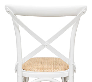 Sarreid Tuileries Side Chair Set Of 2 - Elegant White Design With Oak Frame & Comfortable Padded Cane Seat White  53704