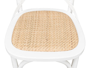 Sarreid Tuileries Side Chair Set Of 2 - Elegant White Design With Oak Frame & Comfortable Padded Cane Seat White  53704