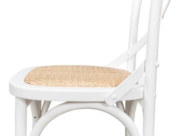Sarreid Tuileries Side Chair Set Of 2 - Elegant White Design With Oak Frame & Comfortable Padded Cane Seat White  53704