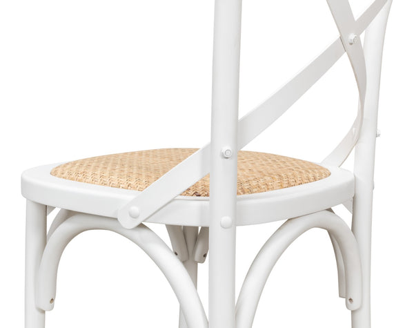 Sarreid Tuileries Side Chair Set Of 2 - Elegant White Design With Oak Frame & Comfortable Padded Cane Seat White  53704