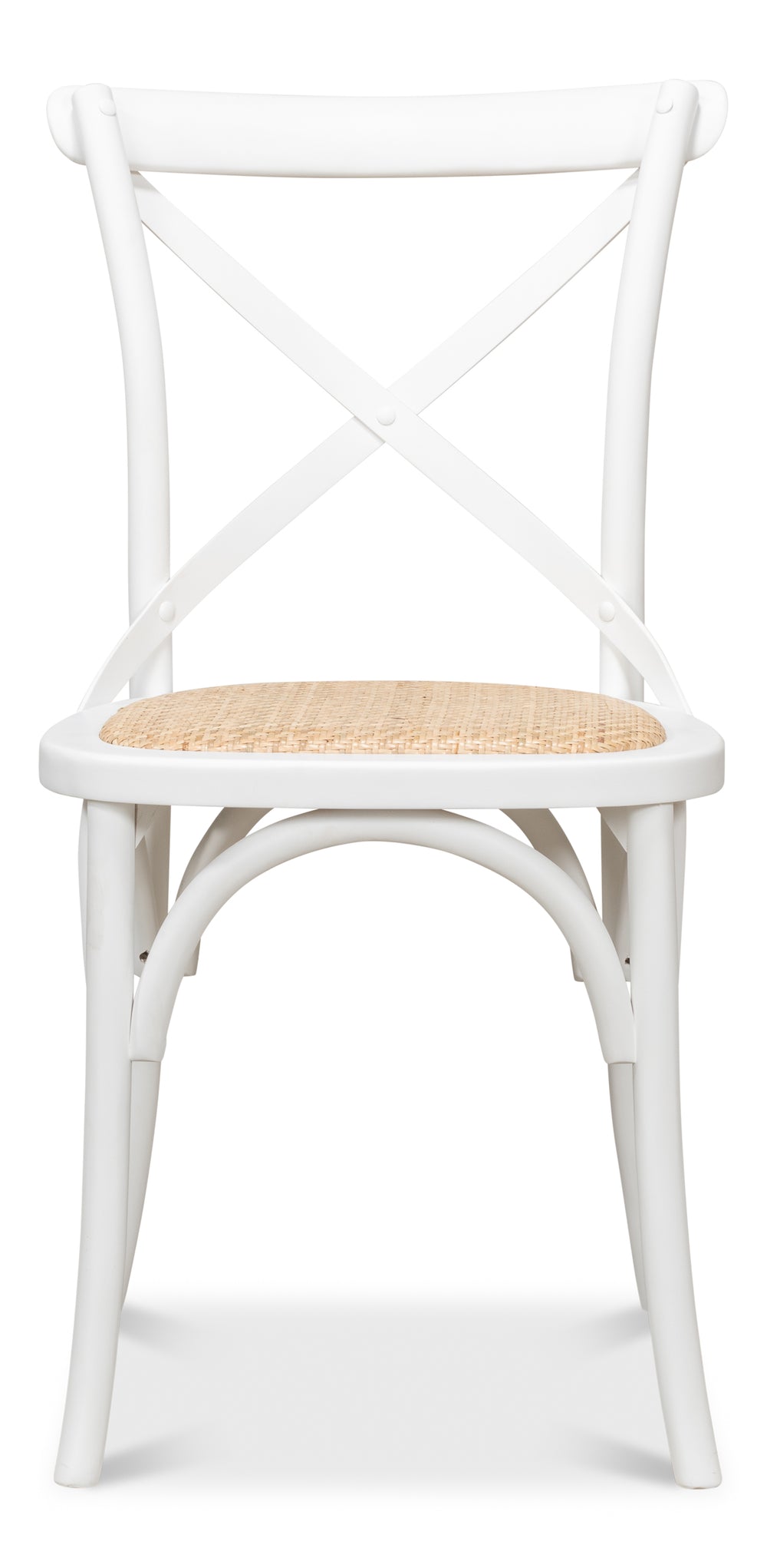 Sarreid Tuileries Side Chair Set Of 2 - Elegant White Design With Oak Frame & Comfortable Padded Cane Seat White  53704