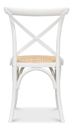 Sarreid Tuileries Side Chair Set Of 2 - Elegant White Design With Oak Frame & Comfortable Padded Cane Seat White  53704
