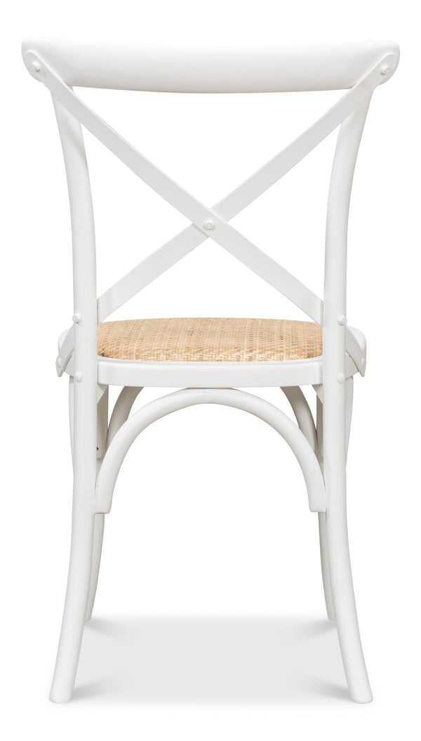 Sarreid Tuileries Side Chair Set Of 2 - Elegant White Design With Oak Frame & Comfortable Padded Cane Seat White  53704