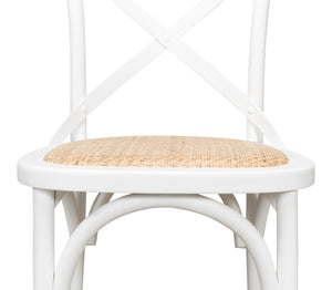 Sarreid Tuileries Side Chair Set Of 2 - Elegant White Design With Oak Frame & Comfortable Padded Cane Seat White  53704