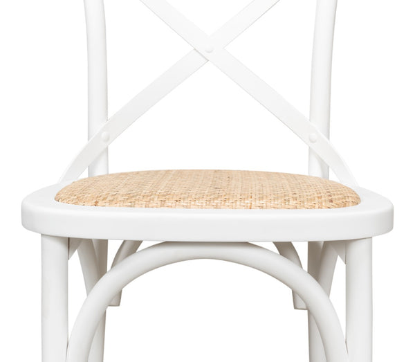 Sarreid Tuileries Side Chair Set Of 2 - Elegant White Design With Oak Frame & Comfortable Padded Cane Seat White  53704