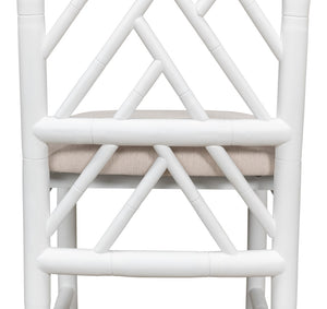 Sarreid Brighton Bamboo Side Chairs Set Of 2 – Stylish Oak Frame With White Finish & Cozy Linen Fabric White  53705