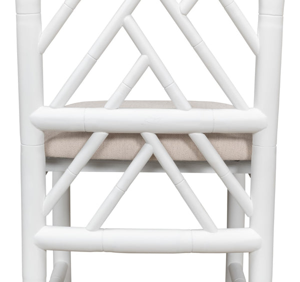 Sarreid Brighton Bamboo Side Chairs Set Of 2 – Stylish Oak Frame With White Finish & Cozy Linen Fabric White  53705