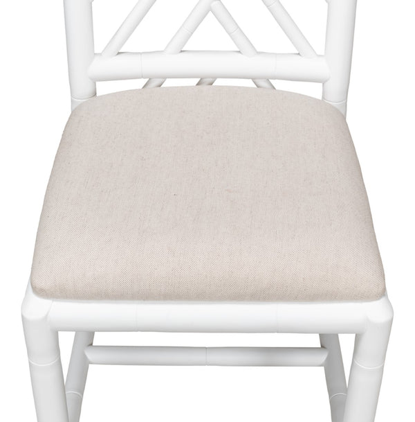 Sarreid Brighton Bamboo Side Chairs Set Of 2 – Stylish Oak Frame With White Finish & Cozy Linen Fabric White  53705
