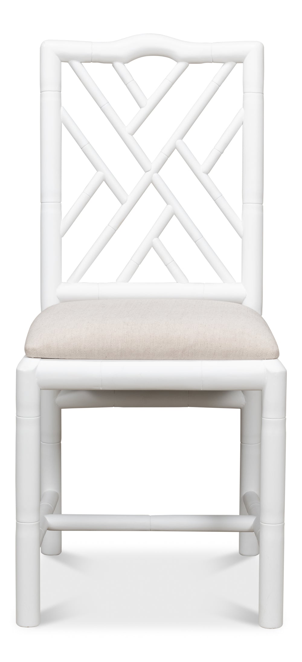 Sarreid Brighton Bamboo Side Chairs Set Of 2 – Stylish Oak Frame With White Finish & Cozy Linen Fabric White  53705