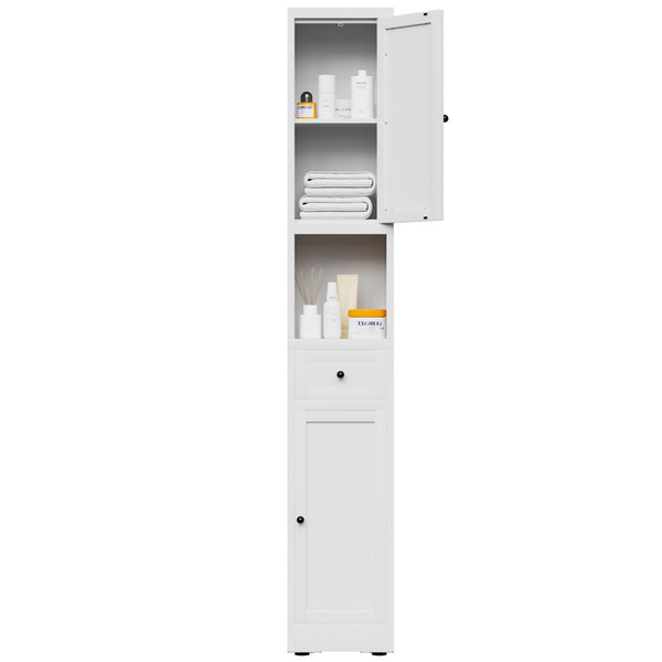 English Elm 71 Inch Freestanding Metal Storage Cabinet Five Tier Narrow Pantry Organizer White W2735P428814
