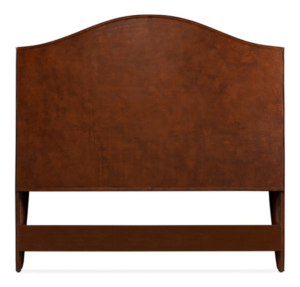 Sarreid Dowry Antique Brown Buffalo Leather King Equestrian Headboard With Iron Nail Trim & Foam Comfort Brown  53717