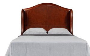 Sarreid Dowry Antique Brown Buffalo Leather King Equestrian Headboard With Iron Nail Trim & Foam Comfort Brown  53717