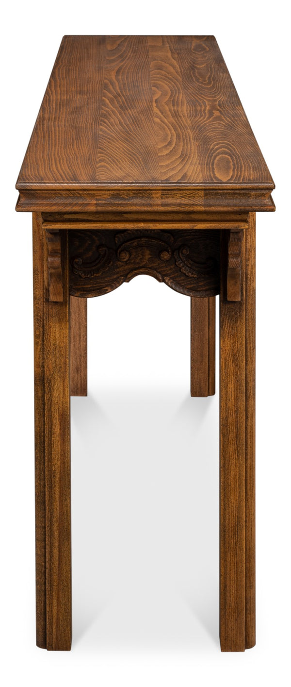 Sarreid Equestrian Console Table - Exquisite Beechwood Craftsmanship With Stunning Carved Apron Details Brown  53722-j