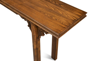 Sarreid Equestrian Console Table - Exquisite Beechwood Craftsmanship With Stunning Carved Apron Details Brown  53722-j