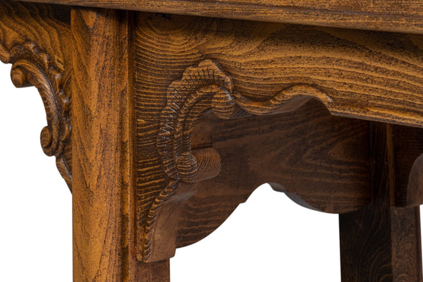 Sarreid Equestrian Console Table - Exquisite Beechwood Craftsmanship With Stunning Carved Apron Details Brown  53722-j