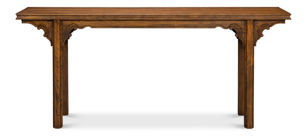 Sarreid Equestrian Console Table - Exquisite Beechwood Craftsmanship With Stunning Carved Apron Details Brown  53722-j
