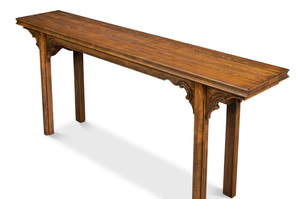 Sarreid Equestrian Console Table - Exquisite Beechwood Craftsmanship With Stunning Carved Apron Details Brown  53722-j