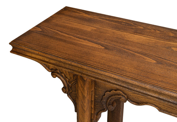 Sarreid Equestrian Console Table - Exquisite Beechwood Craftsmanship With Stunning Carved Apron Details Brown  53722-j