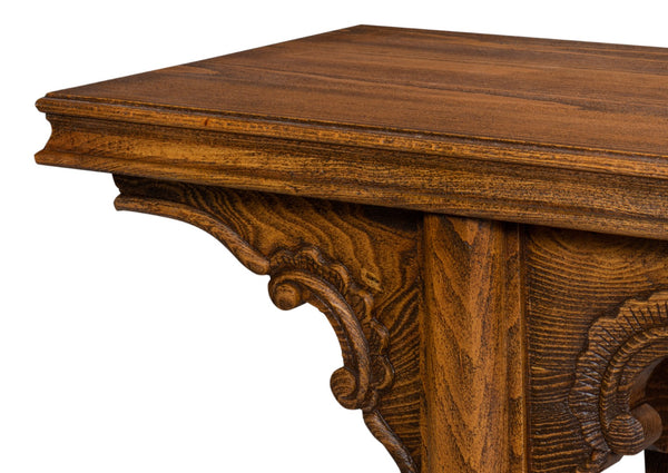 Sarreid Equestrian Console Table - Exquisite Beechwood Craftsmanship With Stunning Carved Apron Details Brown  53722-j
