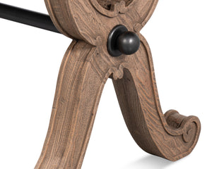 Sarreid Joyner Equestrian Bench - Luxurious Cow Leather & Iron With Gunmetal Finish, Beechwood Barn Grey Style Brown  53725-i