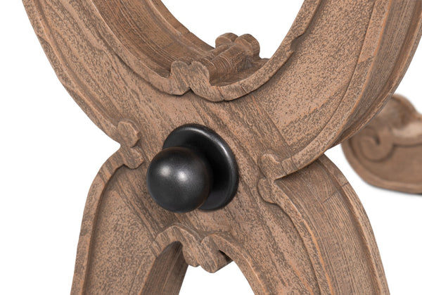 Sarreid Joyner Equestrian Bench - Luxurious Cow Leather & Iron With Gunmetal Finish, Beechwood Barn Grey Style Brown  53725-i