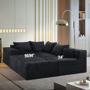 English Elm (Old Sku:W3163S00040) Modular U-Shaped Sectional Sofa - Versatile, Cozy Black Couch With Chaise Lounge W3163S00046