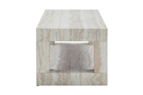English Elm Modern Two Tier Rectangular Coffee Table with Open Shelf Mdf Build for Living Rooms W3875P389660