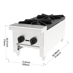 English Elm Commercial Dual Burner Stainless Steel Countertop Gas Range for Professional Kitchens W5057P394269